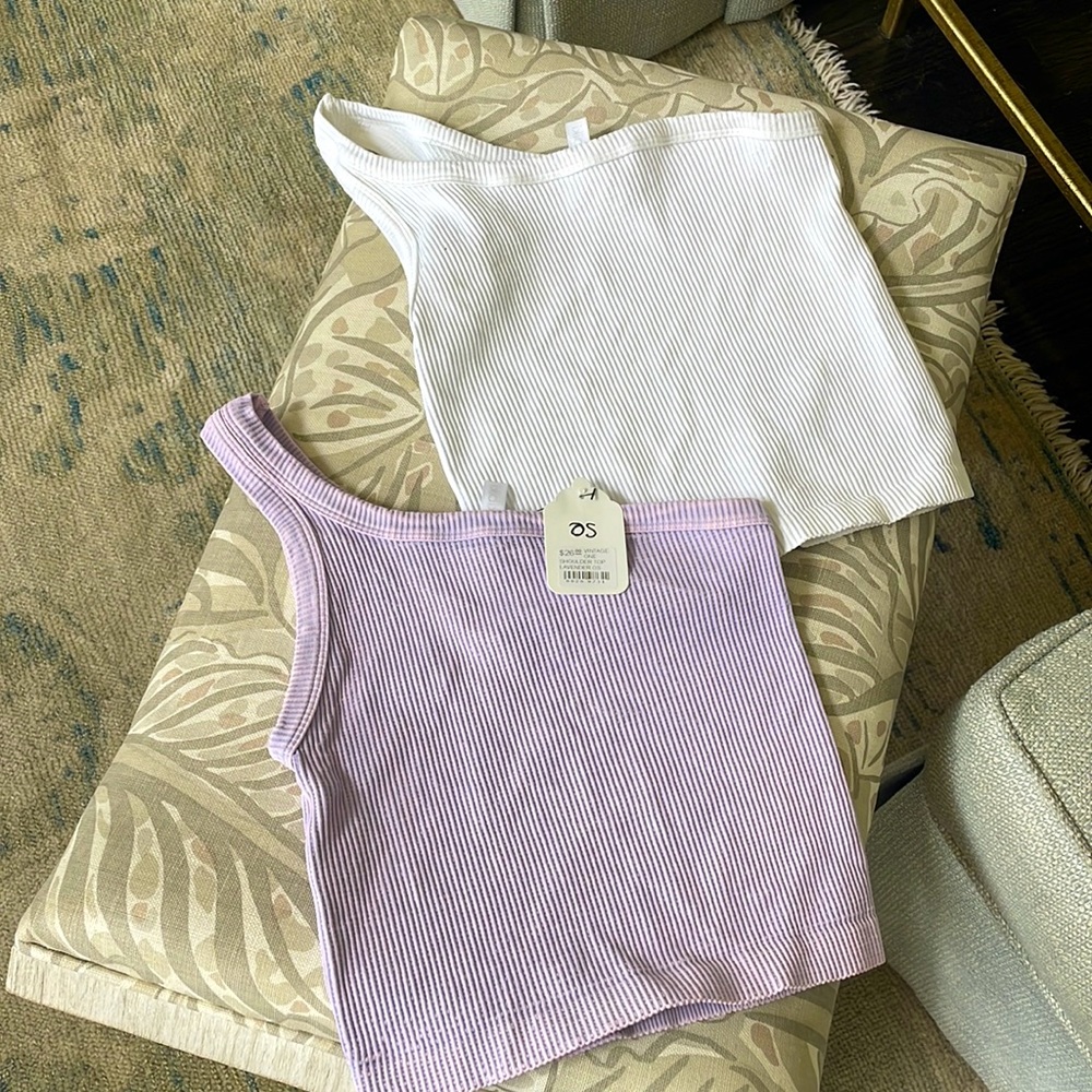 Nikibiki vintage one shoulder top - one is lavender and one in white